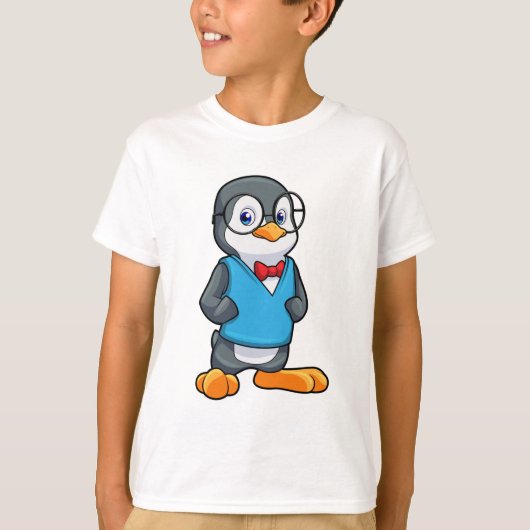 Pinguïn als Nerd met bril T-shirt (Voorkant)