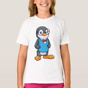 Pinguïn als Nerd met bril T-shirt