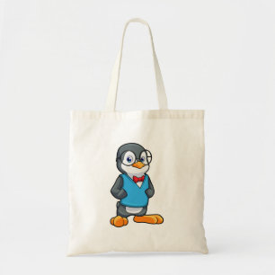 Pinguïn als Nerd met bril Tote Bag