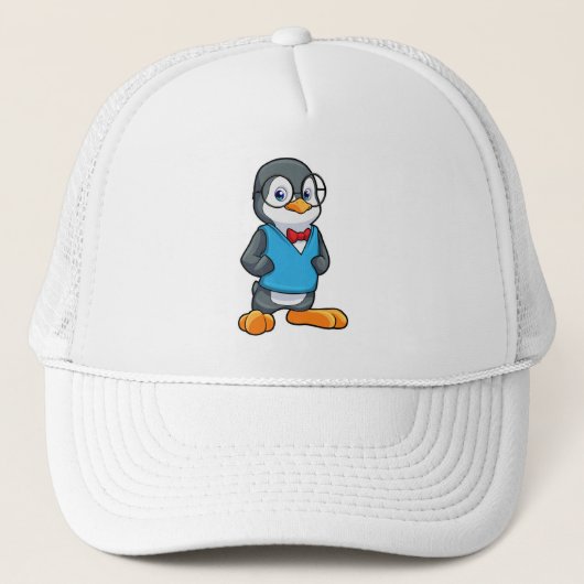 Pinguïn als Nerd met bril Trucker Pet (Voorkant)
