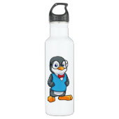 Pinguïn als Nerd met bril Waterfles (Voorkant)