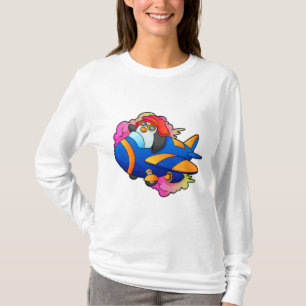 Pinguïn als piloot met vliegtuig t-shirt