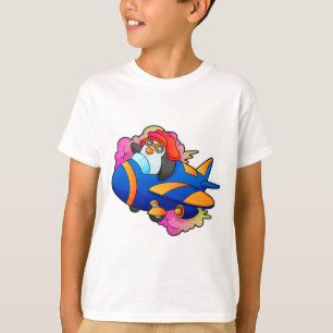 Pinguïn als piloot met vliegtuig t-shirt