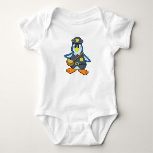 Pinguïn als politieman met handtas romper