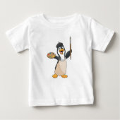 Pinguïn als schilder met penseel en kleur verf (Voorkant)