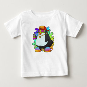 Pinguïn als schilder met verstuiving