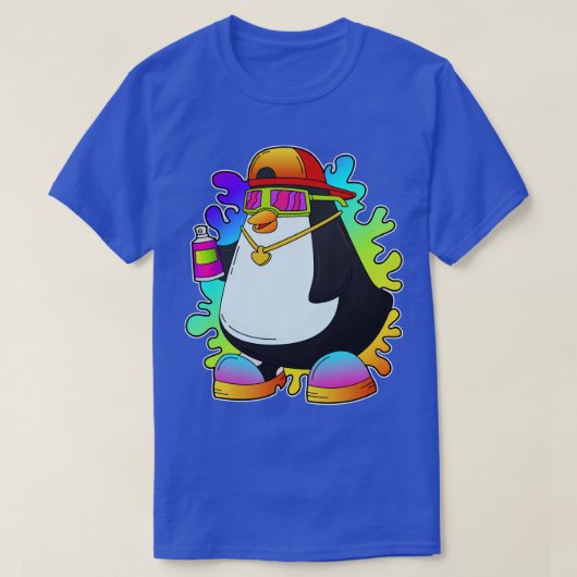 Pinguïn als schilder met verstuiving t-shirt (Design voorkant)