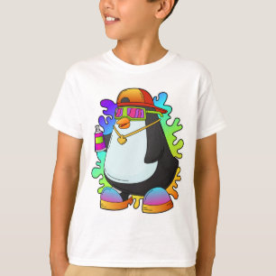 Pinguïn als schilder met verstuiving t-shirt
