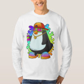 Pinguïn als schilder met verstuiving t-shirt (Voorkant)