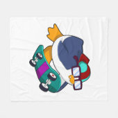 Pinguïn als Skater met skateboard Fleece Deken (Voorkant (Horizontaal))