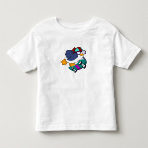 Pinguïn als Skater met skateboard Kinder Shirts