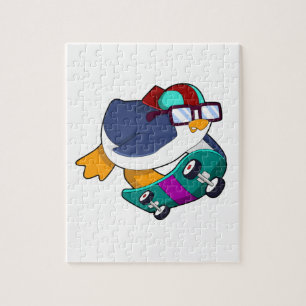 Pinguïn als Skater met skateboard Legpuzzel