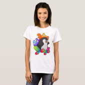 Pinguïn als Skater met skateboard T-shirt (Voorkant volledig)