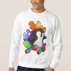 Pinguïn als Skater met skateboard Trui