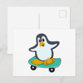 Pinguïn als skater op skateboard briefkaart (Voorkant / Achterkant)
