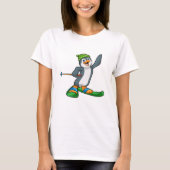Pinguïn als skiër en Pet T-shirt (Voorkant)