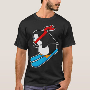 Pinguïn als skiër met ski 1 t-shirt