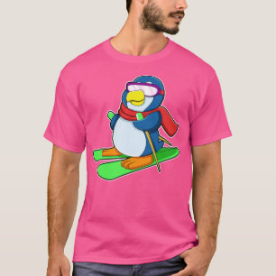 Pinguïn als skiër met skisjaal zonnebril t-shirt