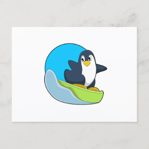 Pinguïn als snowboarder met Sonowboard.PNG Briefkaart