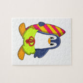 Pinguïn als Surfer met surfboard Legpuzzel (Horizontaal)