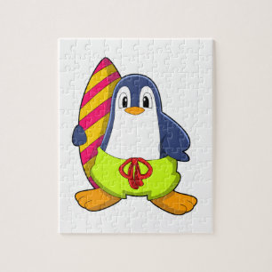 Pinguïn als Surfer met surfboard Legpuzzel