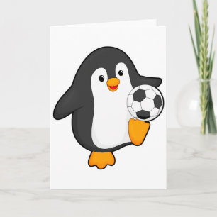 Pinguïn als voetballer met voetbal T-shirt Kaart