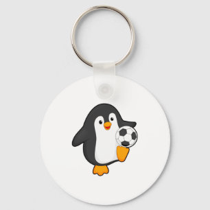 Pinguïn als Voetbalspeler Met Voetbal T-shirt Sleutelhanger