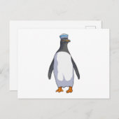 Pinguïn als zeiler met hoed briefkaart (Voorkant / Achterkant)