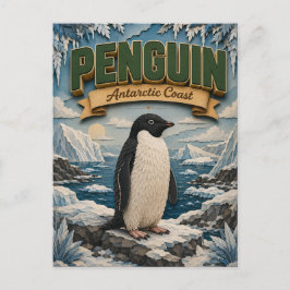 Pinguïn Antarctische Kust POPCUT Briefkaart