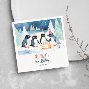 Pinguïn arctische winterverjaardag sjabloon servet