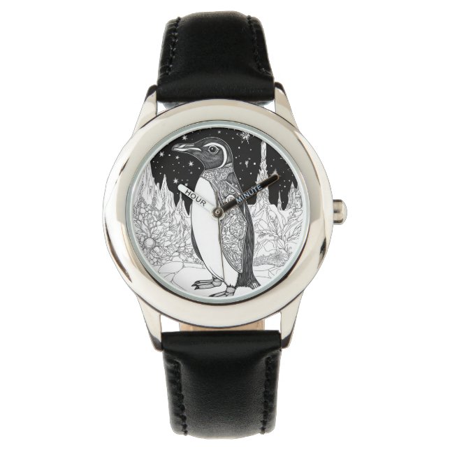 Pinguin Armbanduhr für Kinder Horloge (Voorkant)