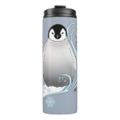 Pinguïn Art Nouveau Sneeuwvlokken Thermosbeker (Voorkant)