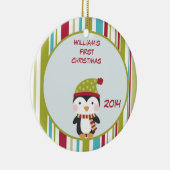 Pinguïn Baby 1e kerstdag versiering Keramisch Ornament (Rechts)
