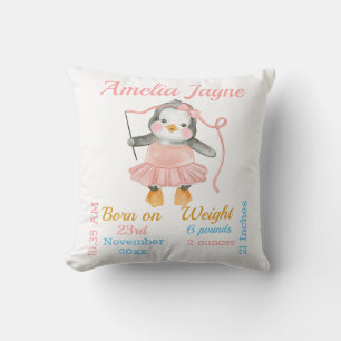 Pinguïn Ballet Danseres Roze Baby Meisje Stats Kussen