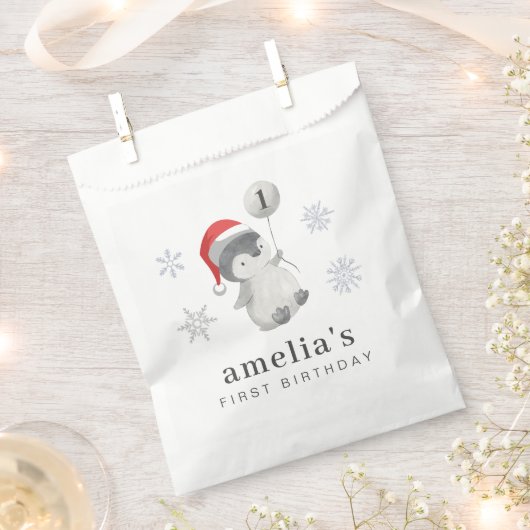 Pinguïn Ballon 1e Verjaardag Bedankzakje (Geknipt)