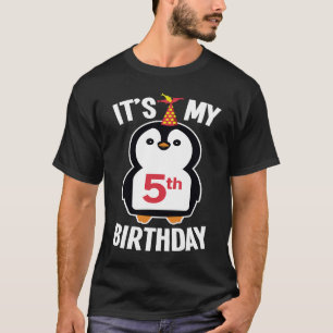 Pinguïn Bday Het is mijn 5e verjaardag T-shirt