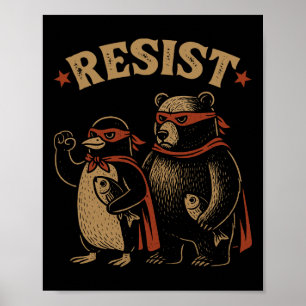 Pinguïn Beer Flippers Up Weerstaan Grappige Pinguï Poster