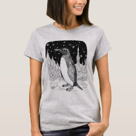 Pinguin bei Nacht unter magischem Sternenhimmel T-shirt