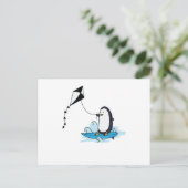 Pinguin beim Kite Surfing Briefkaart (Staand voorkant)