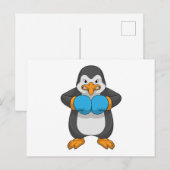 Pinguïn bij boksen met boks handschoenen briefkaart (Voorkant / Achterkant)