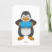 Pinguïn bij boksen met boks handschoenen kaart (Achterkant)