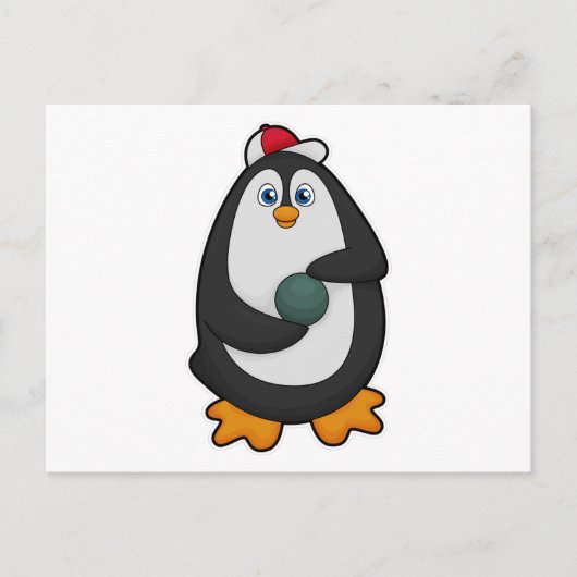 Pinguïn bij bowlen met bowlingbal briefkaart (Voorkant)