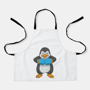 Pinguïn bij Boxing met boxinghandschoenen Schort