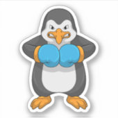 Pinguïn bij Boxing met boxinghandschoenen Sticker (Voorkant)