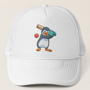 Pinguïn bij Cricket met cricket bat Trucker Pet
