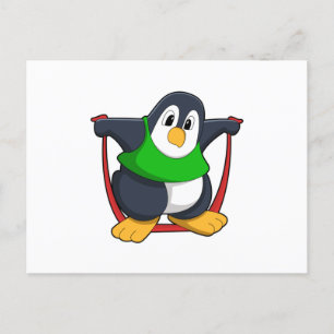 Pinguïn bij fitness met afneemtouw.PNG Briefkaart