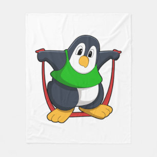 Pinguïn bij fitness met afneemtouw.PNG Fleece Deken