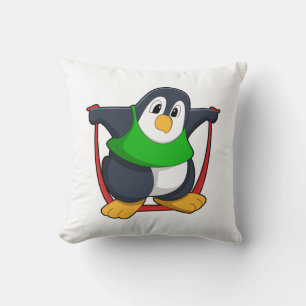 Pinguïn bij fitness met afneemtouw.PNG Kussen
