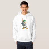 Pinguïn bij honkbal met honkbalknuppel en helm hoodie (Voorkant volledig)