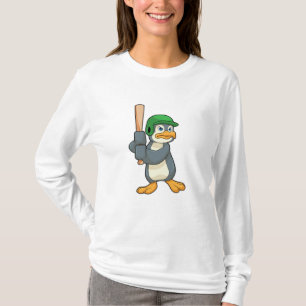 Pinguïn bij honkbal met honkbalknuppel en helm t-shirt